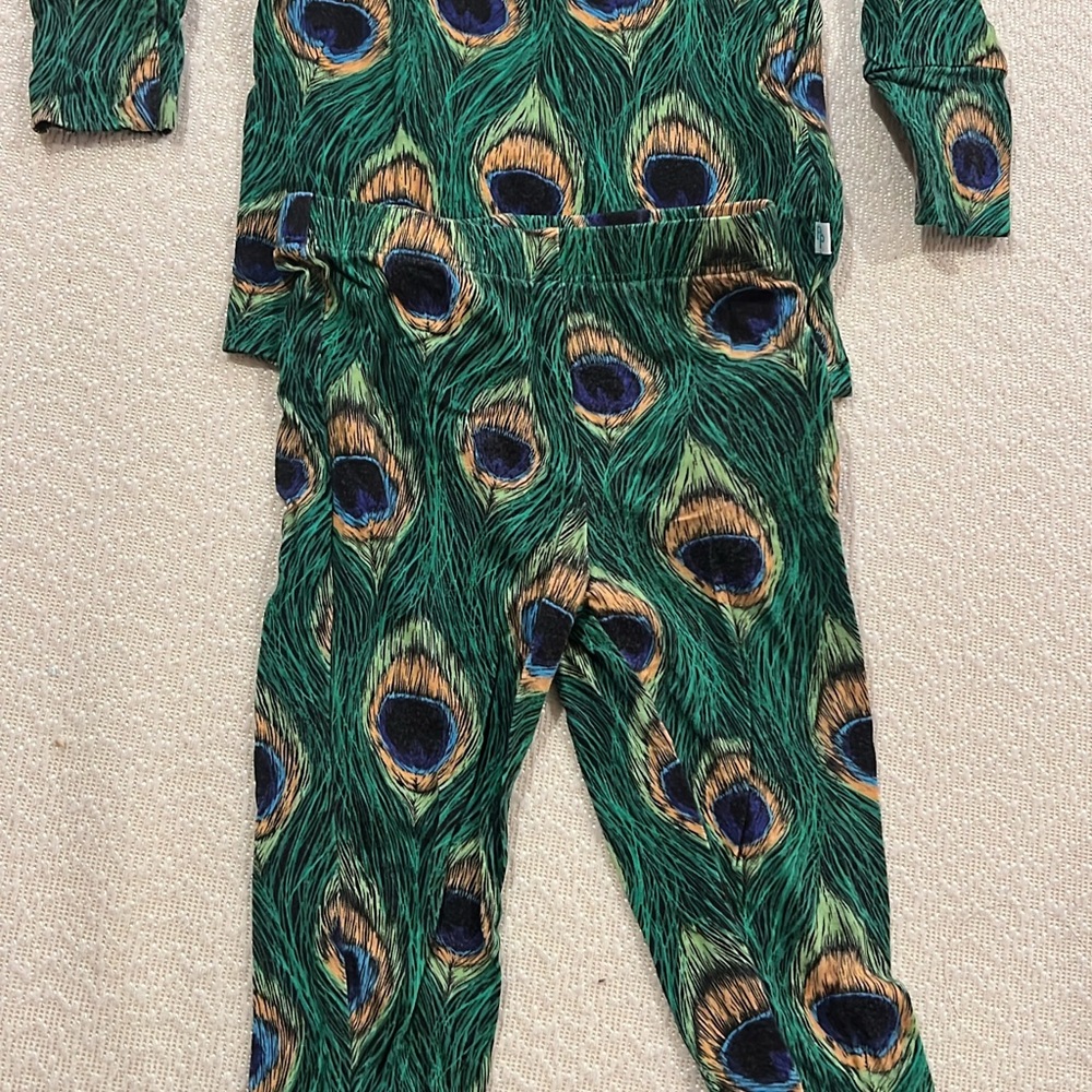Posh Peanut Peacock Print Pajamas - 12-18m